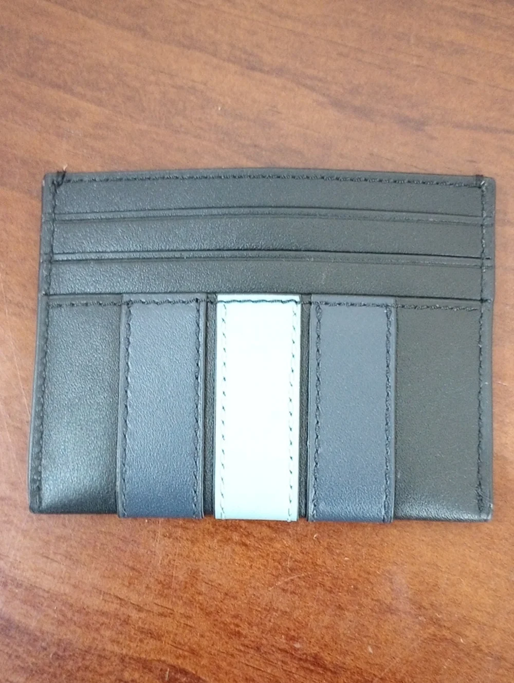 Coach Black Leather Striped Slim Case Card Holder - New!